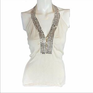 White sequin BeBe halter top